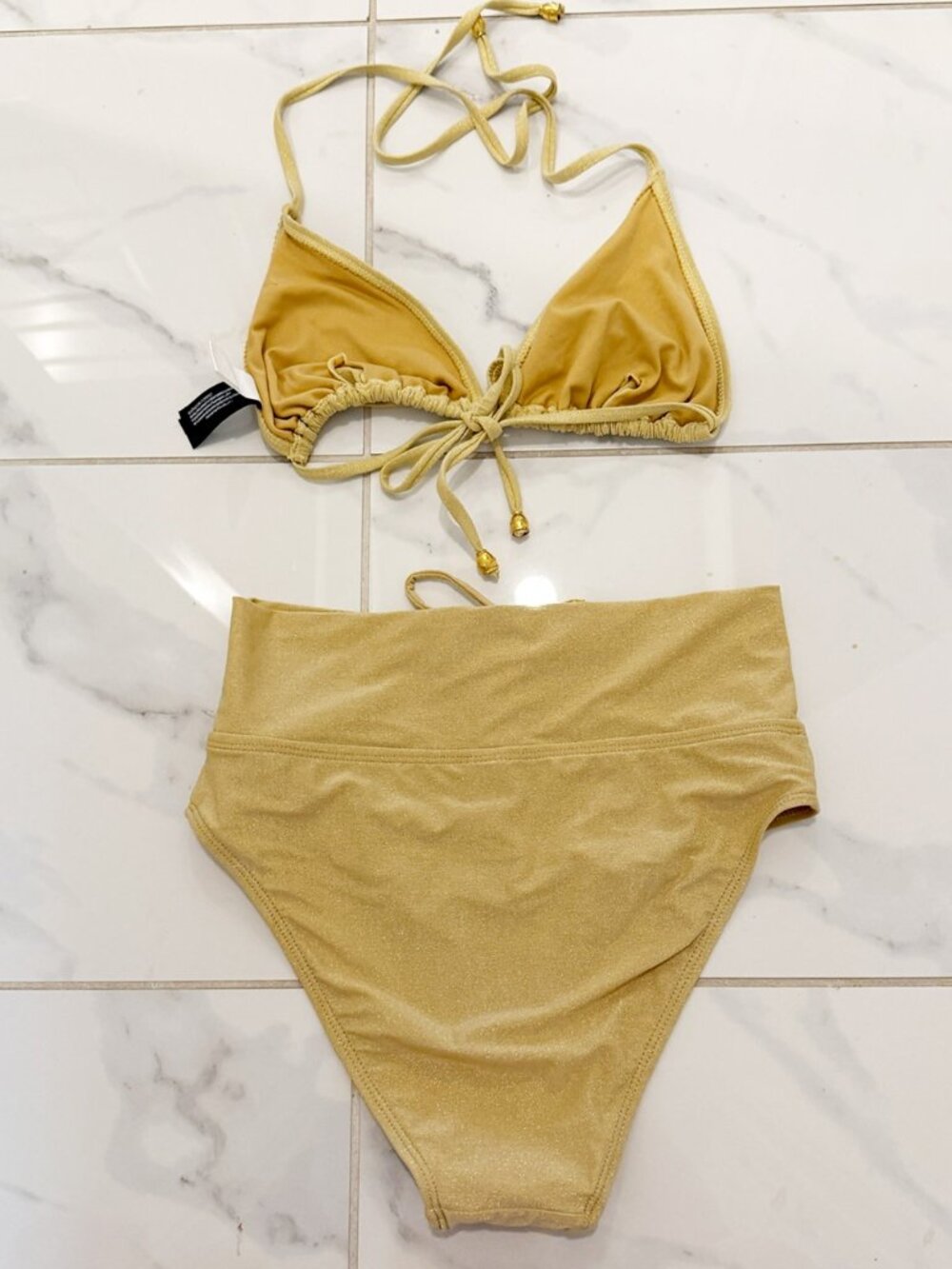 BIKKI BEACH EMMA Gold Lace Up 2-pc Bikini M/L - Picture 4 of 16